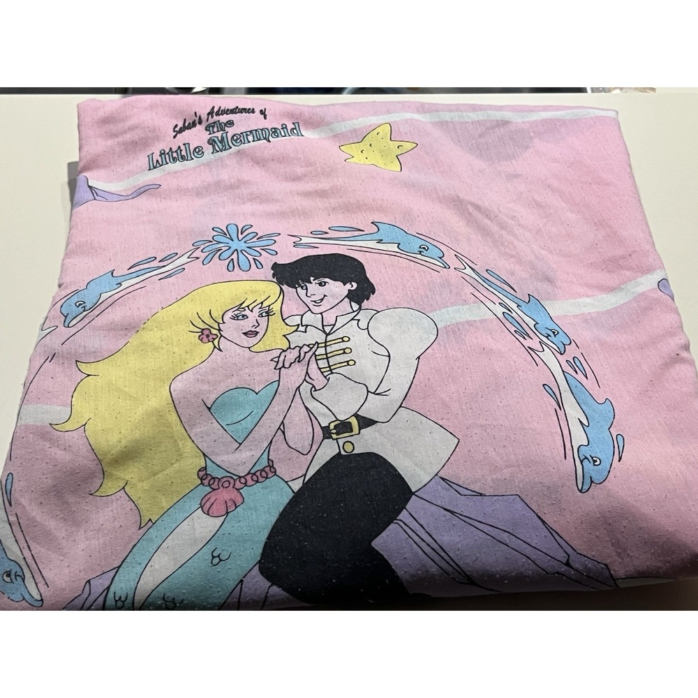 Vintage Saban's Blonde Cartoon Show Little Mermaid Twin Fitted Bed Sheet 90s